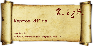 Kapros Éda névjegykártya